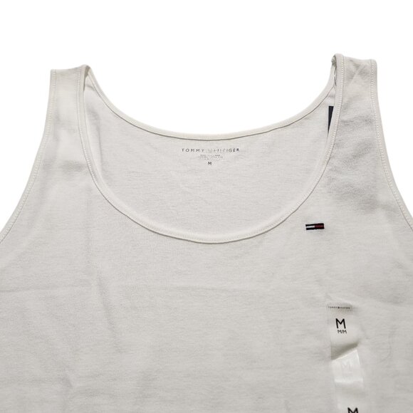Tommy Hilfiger Women's Solid Tank Top Flag Logo 100% Cotton White Sz M - Picture 4 of 6